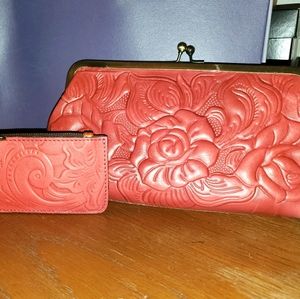 Patricia Nash leather handbag purse embossed roses